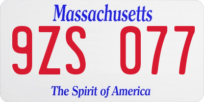 MA license plate 9ZS077