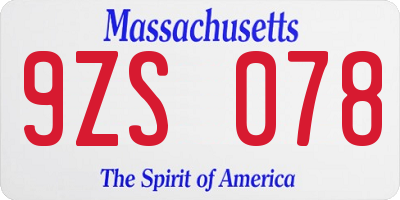 MA license plate 9ZS078