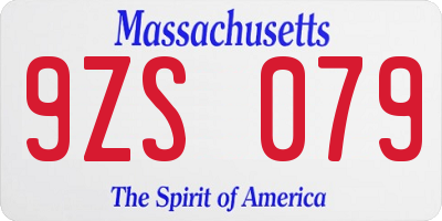 MA license plate 9ZS079