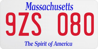 MA license plate 9ZS080