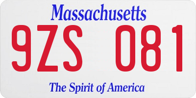 MA license plate 9ZS081