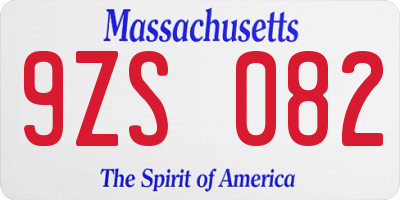 MA license plate 9ZS082