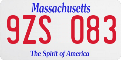 MA license plate 9ZS083