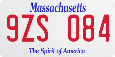 MA license plate 9ZS084