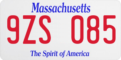 MA license plate 9ZS085