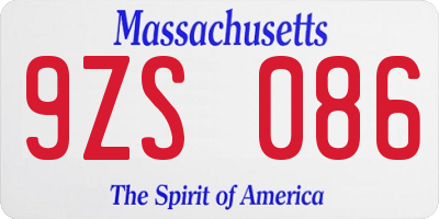 MA license plate 9ZS086