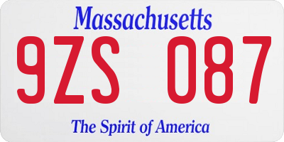 MA license plate 9ZS087