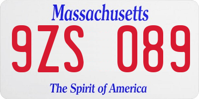 MA license plate 9ZS089