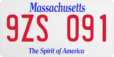 MA license plate 9ZS091