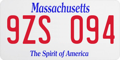 MA license plate 9ZS094
