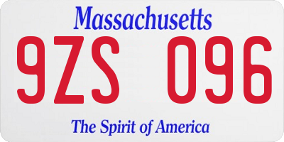 MA license plate 9ZS096