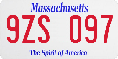 MA license plate 9ZS097