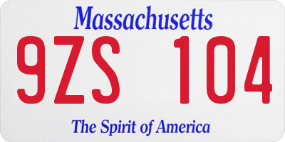 MA license plate 9ZS104