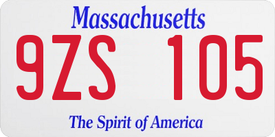 MA license plate 9ZS105