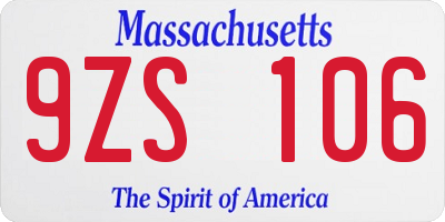MA license plate 9ZS106