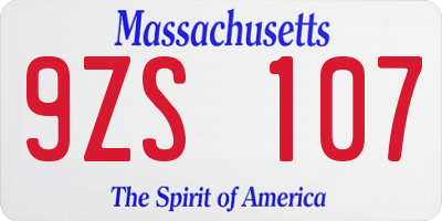 MA license plate 9ZS107