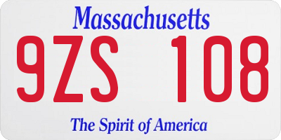 MA license plate 9ZS108