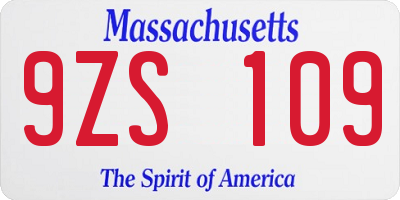 MA license plate 9ZS109