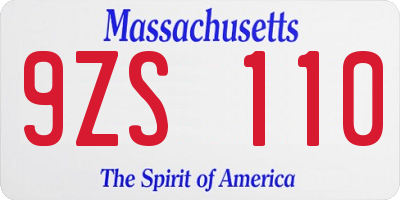 MA license plate 9ZS110