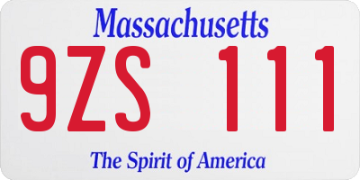 MA license plate 9ZS111