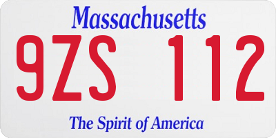 MA license plate 9ZS112