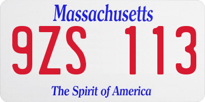 MA license plate 9ZS113