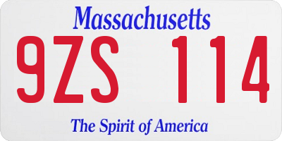 MA license plate 9ZS114