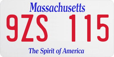 MA license plate 9ZS115