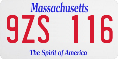 MA license plate 9ZS116