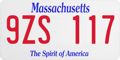 MA license plate 9ZS117