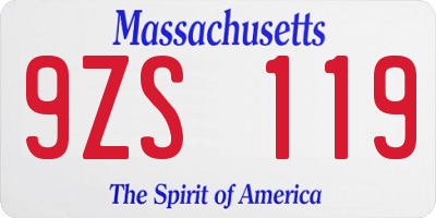 MA license plate 9ZS119