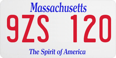 MA license plate 9ZS120