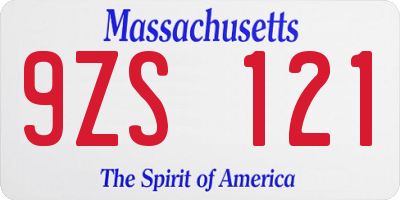 MA license plate 9ZS121