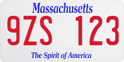 MA license plate 9ZS123