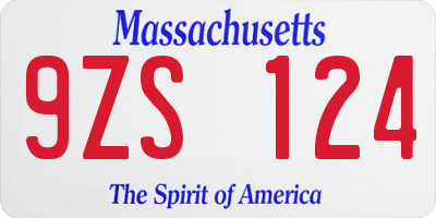 MA license plate 9ZS124