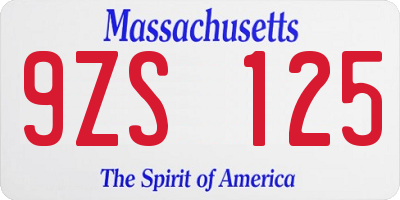 MA license plate 9ZS125