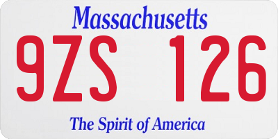 MA license plate 9ZS126
