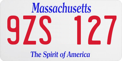 MA license plate 9ZS127