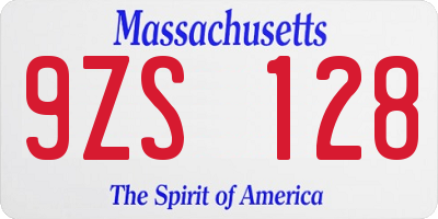 MA license plate 9ZS128