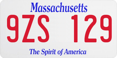 MA license plate 9ZS129