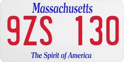 MA license plate 9ZS130