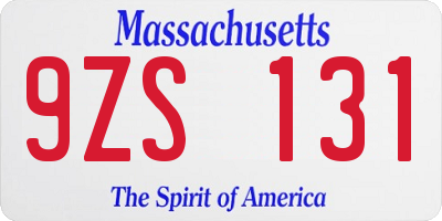 MA license plate 9ZS131