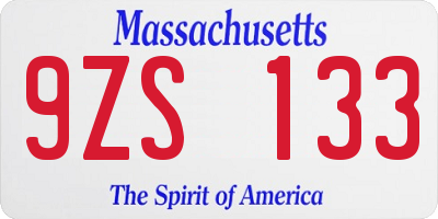 MA license plate 9ZS133