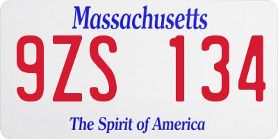 MA license plate 9ZS134