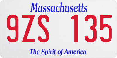MA license plate 9ZS135