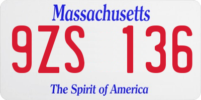 MA license plate 9ZS136