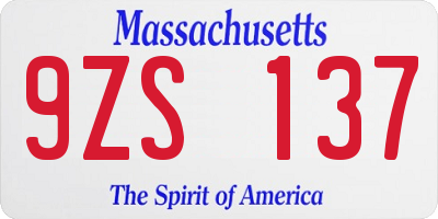 MA license plate 9ZS137