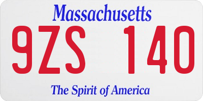 MA license plate 9ZS140