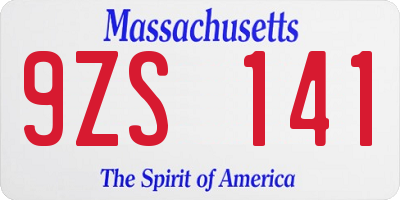 MA license plate 9ZS141