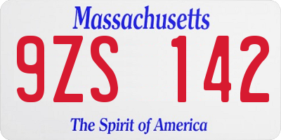 MA license plate 9ZS142